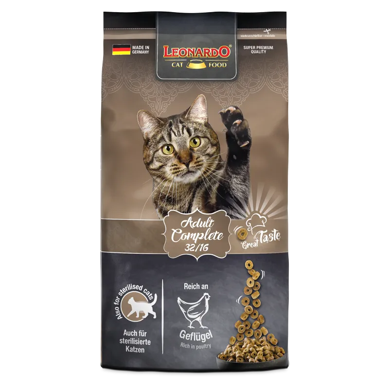 LEONARDO Complete Dry Food with Poultry for Adult & Sterilized Cats (1+ Years)