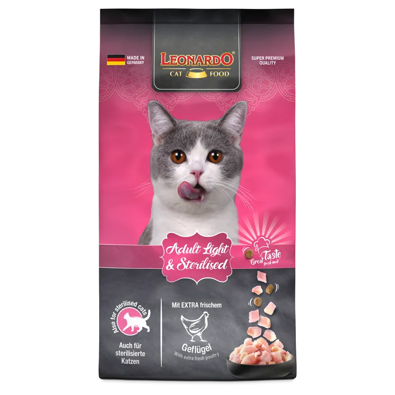 Leonardo Dry Food with Poultry for Light Adult & Sterilized Cats