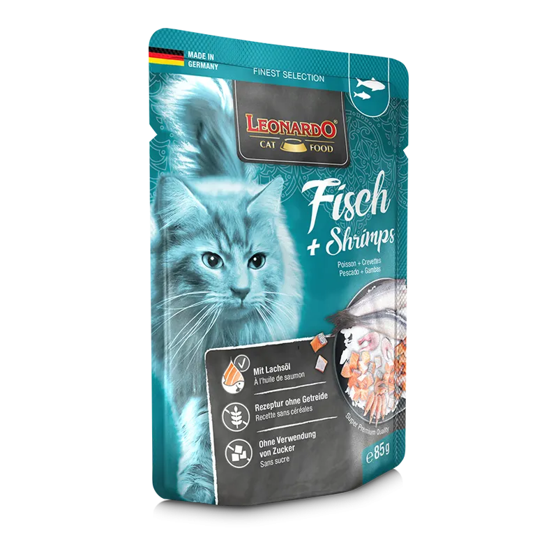 Leonardo Wet Food with Fish + Shrimps for Adult Cats 85 gr