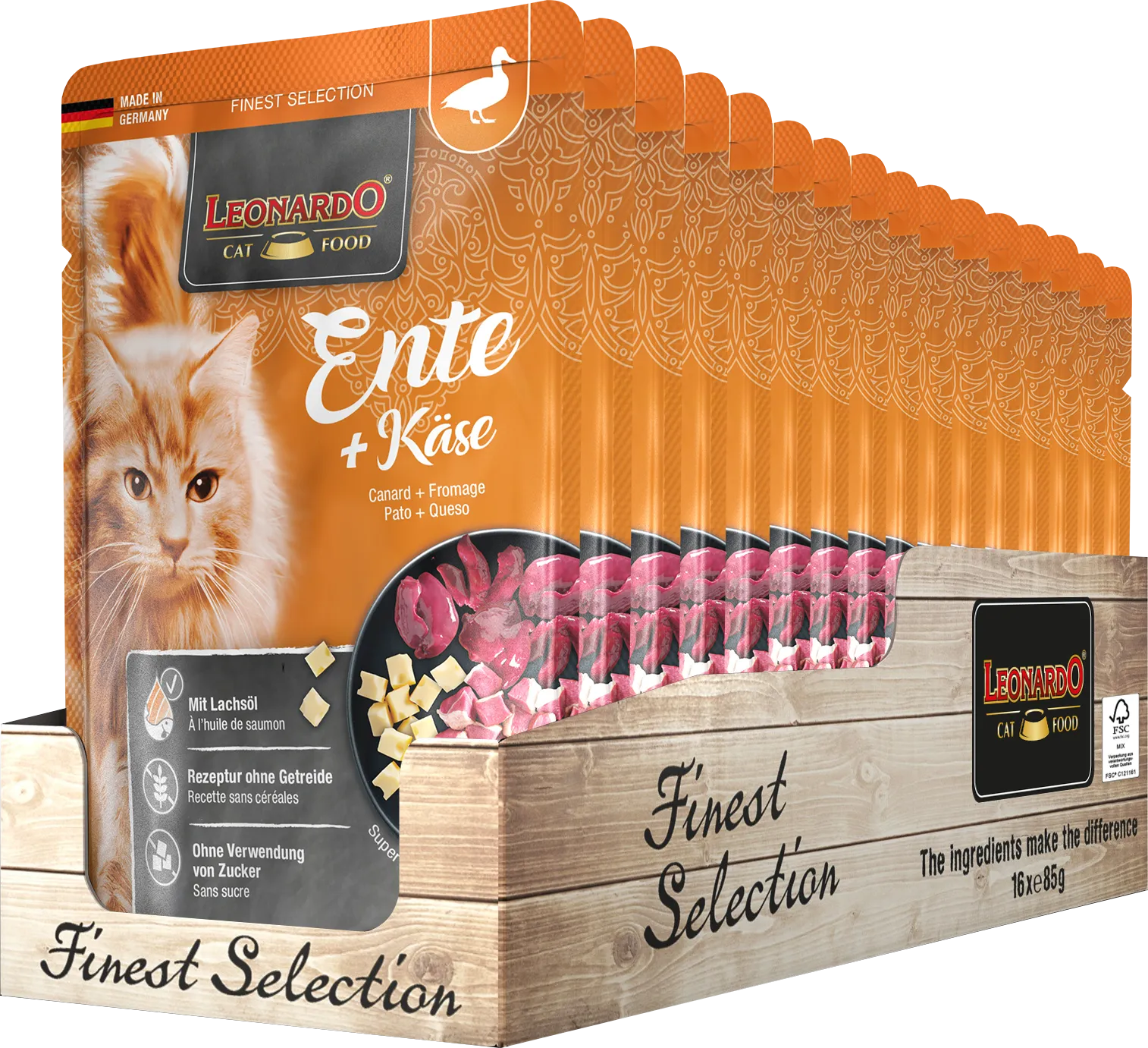 Leonardo Wet Food with Duck + Cheese for Adult Cats 85 gr