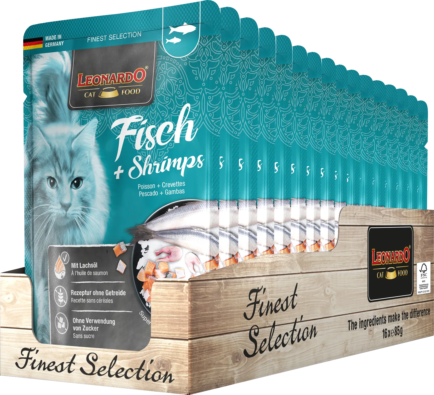 Leonardo Wet Food with Fish + Shrimps for Adult Cats 85 gr