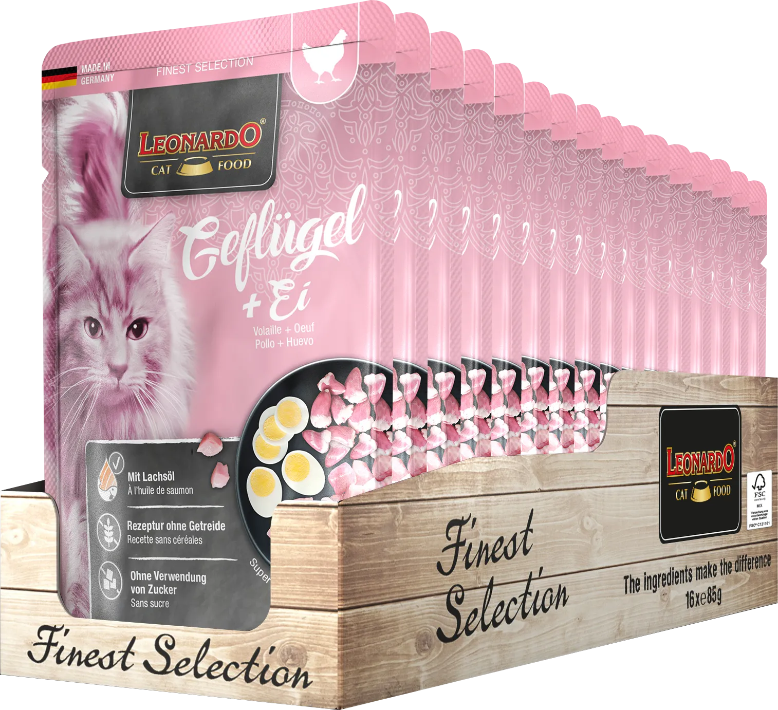 Leonardo Wet Food with Poultry + Egg for Adult Cats 85 gr