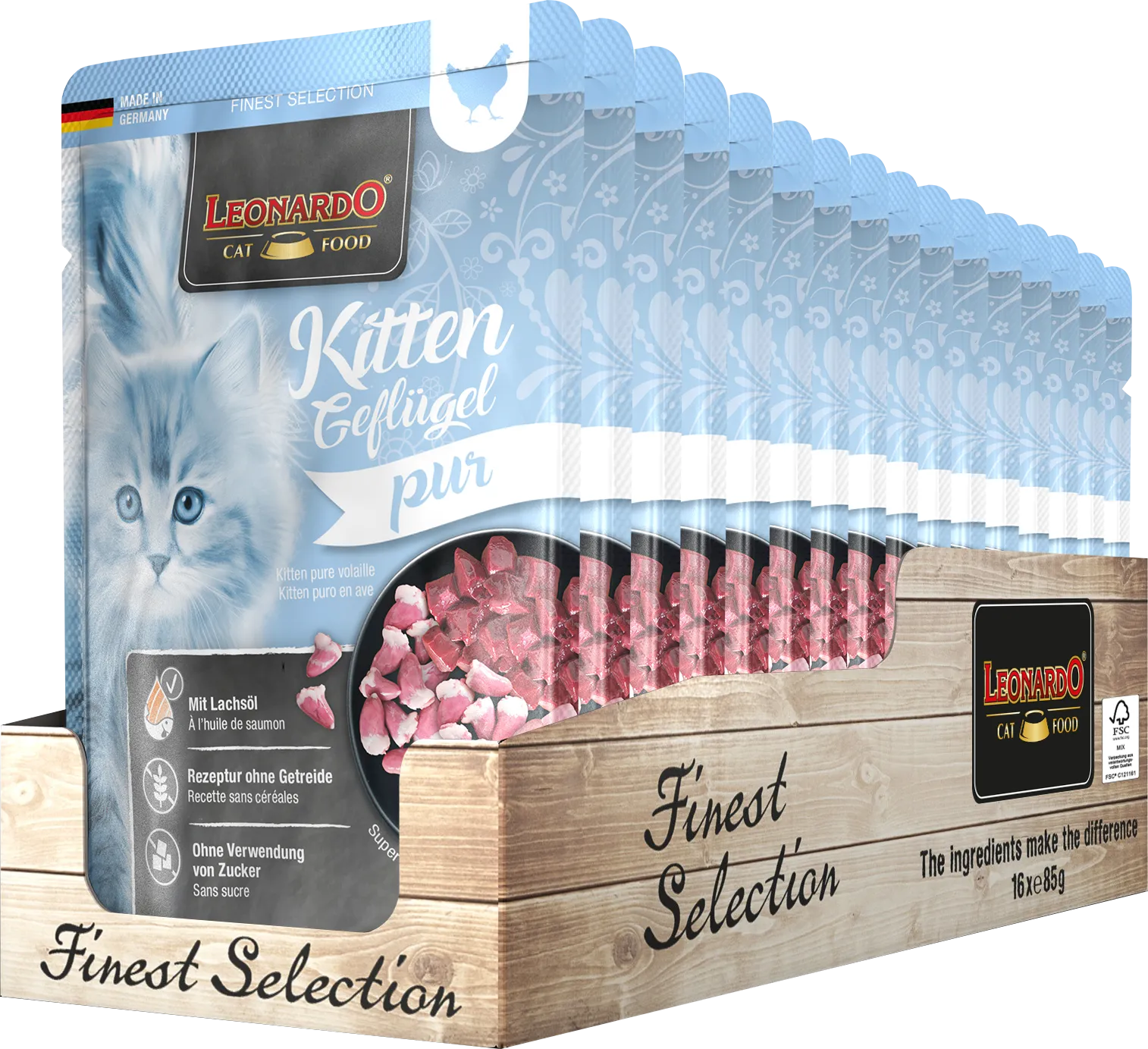 Leonardo Wet Food Kitten poultry pure Cats 85 gr