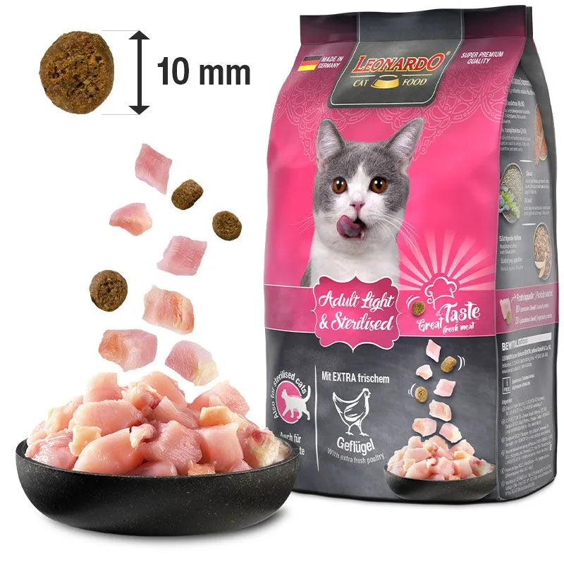 Leonardo Dry Food with Poultry for Light Adult & Sterilized Cats