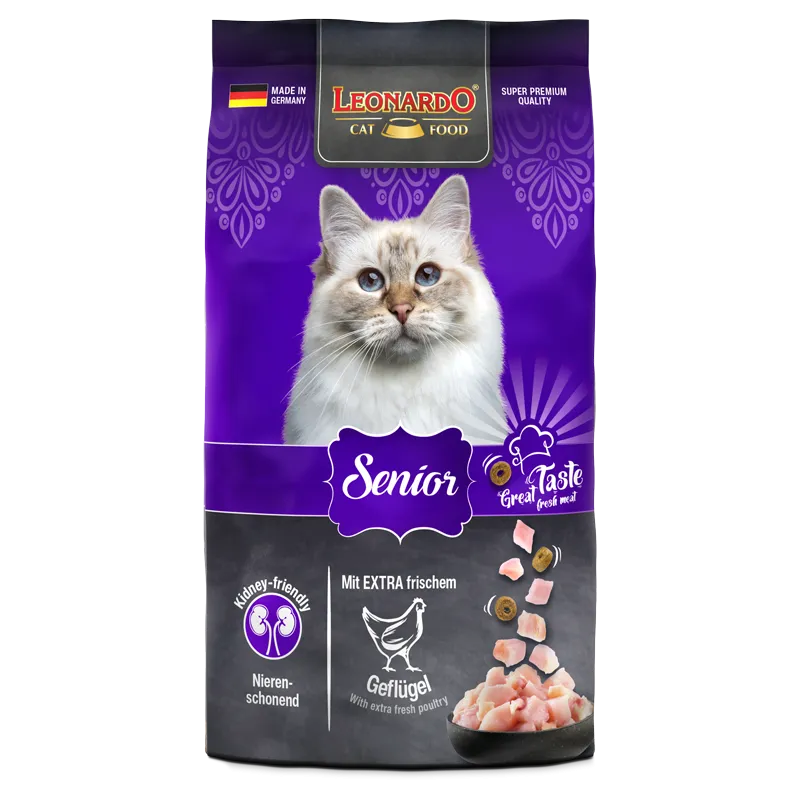 LEONARDO® Dry Food with Extra Fresh Poultry for Senior Cats (10+ Years) 1.8 kg