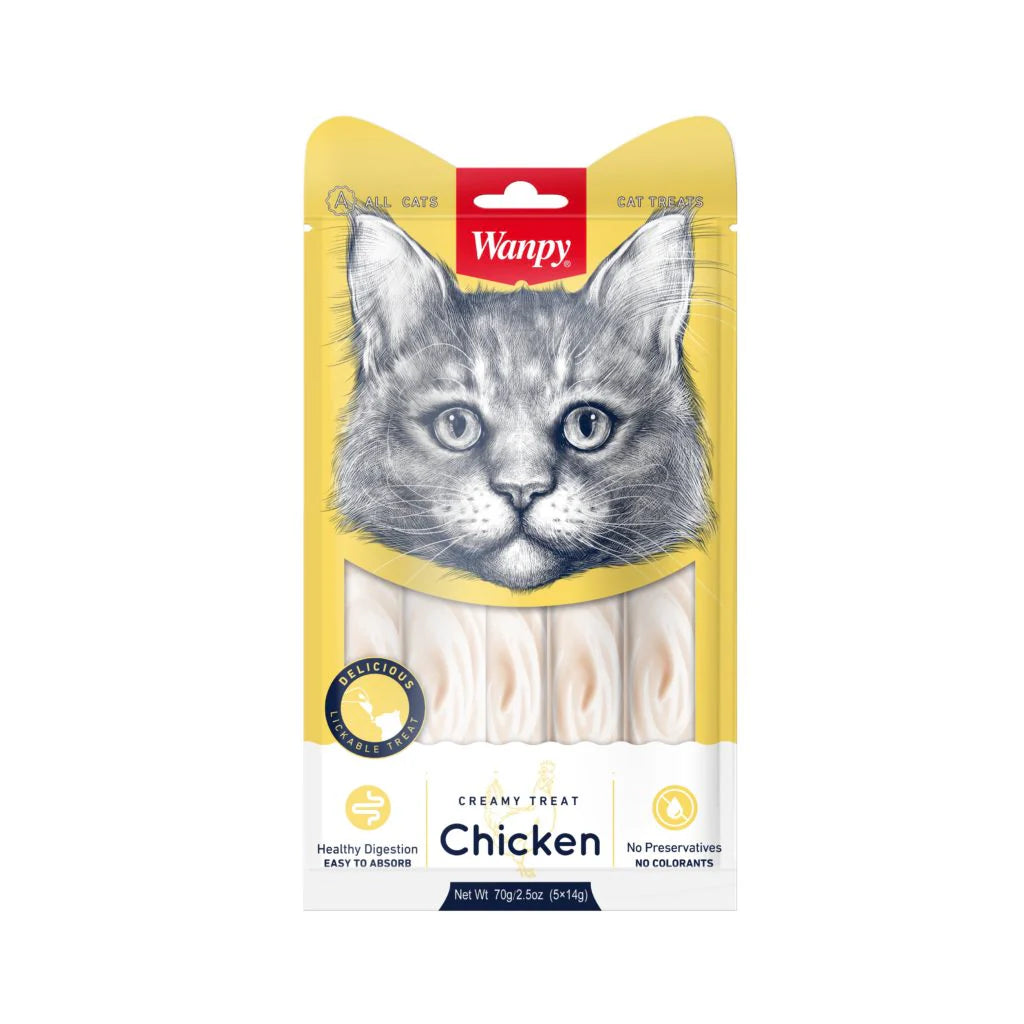 Wanpy Creamy Cat Treats with Chicken 5 x 14 gr
