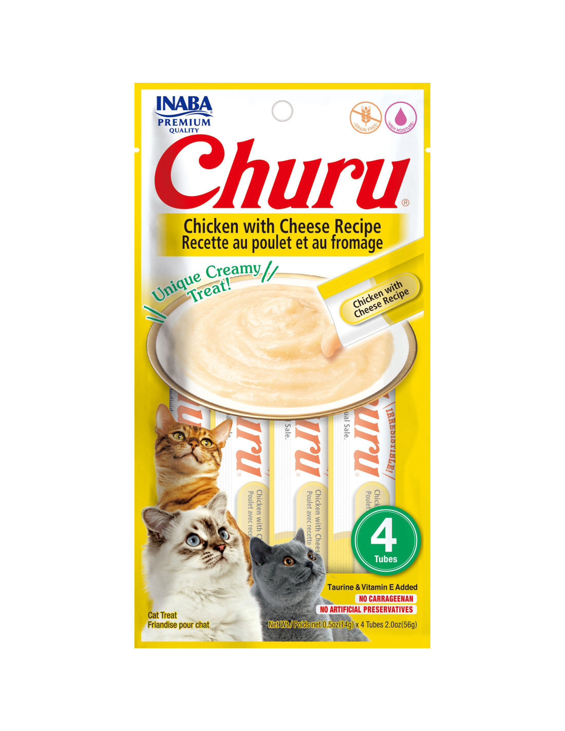Inaba Churu Creamy Cat Treats with Chicken & Cheese 4 x 14 gr