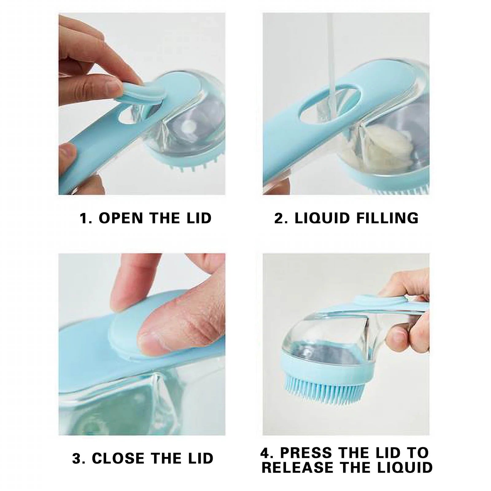 Bathroom Cats Bath Massage Dispenser Grooming Shower Brush Silicone Bristles