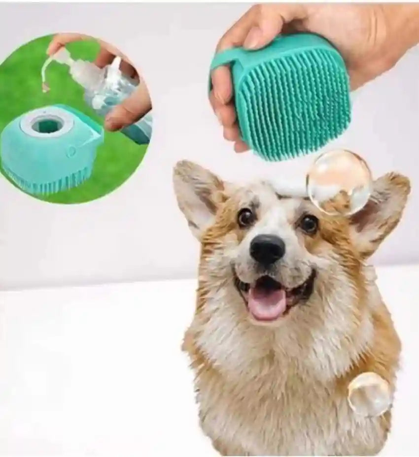 Bath Brush with Gentle Silicone Bristles and Shampoo Dispenser