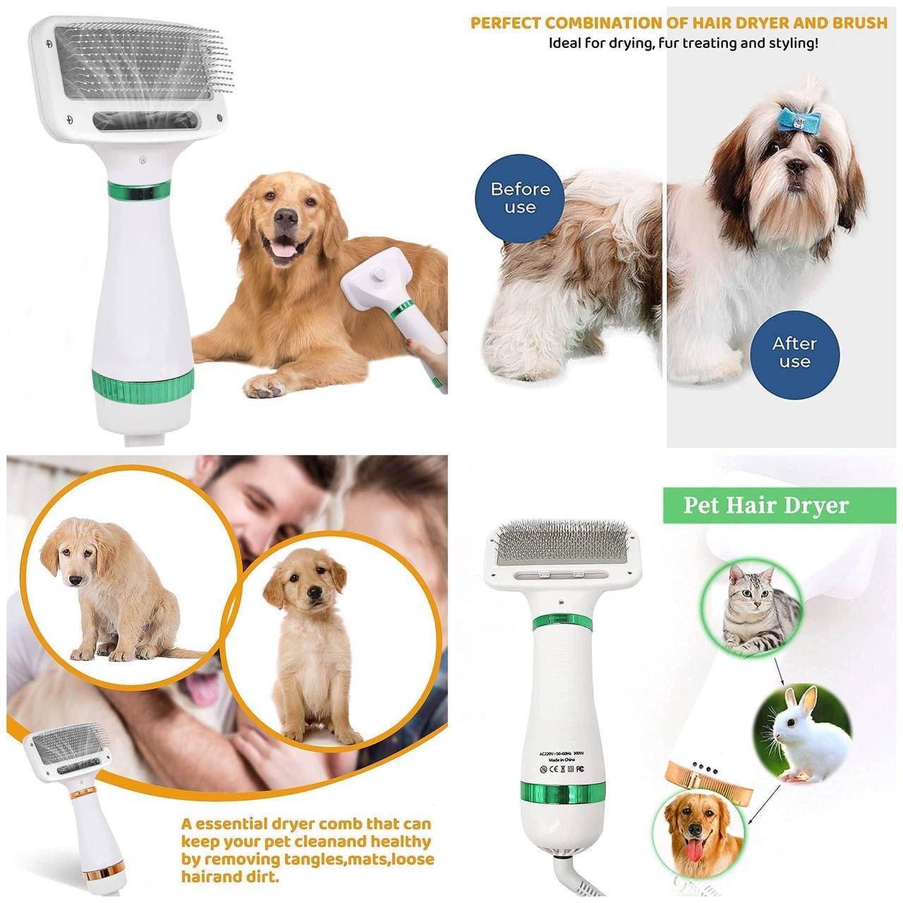 Pet Hair Dryer 2 in 1 Pet Grooming Hair Dryer with Slicker Brush and Fur
