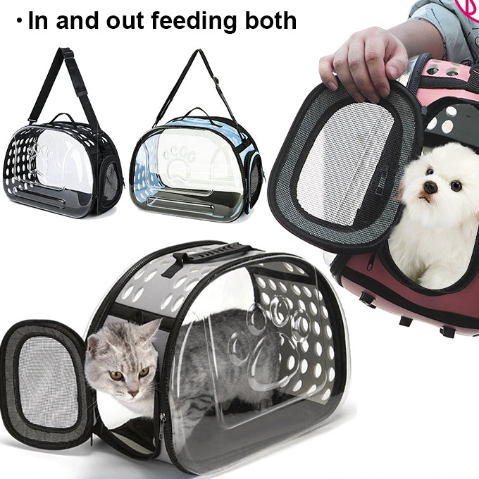Portable Space Capsule Cat Bag, Hand-held Foldable Shoulder Bag, Transparent Cat Cage, Kitten