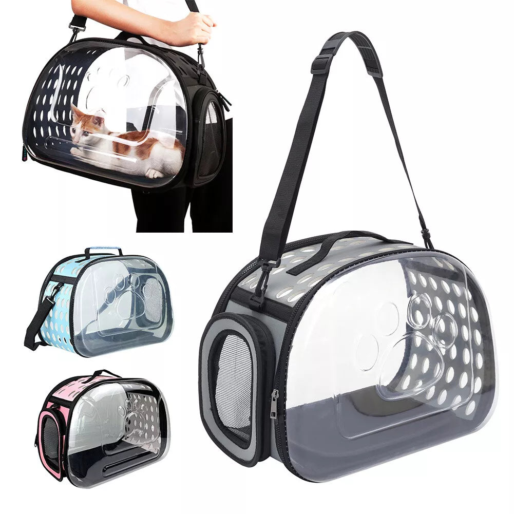 Portable Space Capsule Cat Bag, Hand-held Foldable Shoulder Bag, Transparent Cat Cage, Kitten
