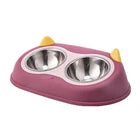 Pet Stainless Steel Feeder Elevated Cat Bowl Food & Water Bowl Tilted Drip Proof